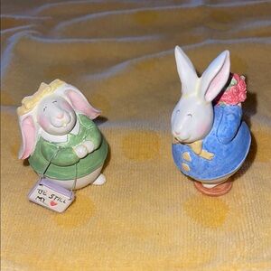 Whimsical Green and Blue Bunny Decor Accents